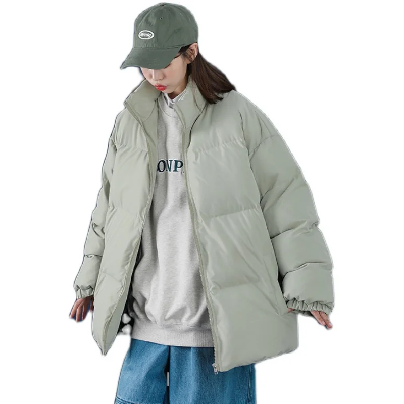 

Winter Jacket Men Parkas Warm Thicken Coats Stand Collar Jackets Solid Color Parka Cotton Coat Women Fashion Streetwear Harajuku