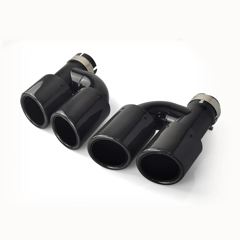 

1 Pcs Highy Quality Crabon Fiber Exhaust Dual Tips H Type Fit for Audi A4LA5A6L Modify S Four Out Tail Throat Black Nozzle