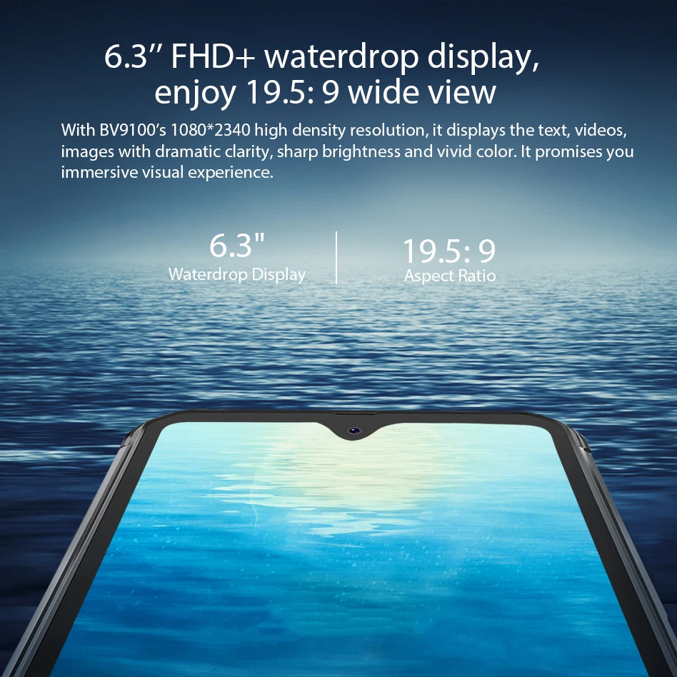 Смартфон Blackview BV9100 защищенный IP68 6 3 дюйма FHD + 13000 мА · ч 4 64 ГБ Helio P35 8 ядер Android