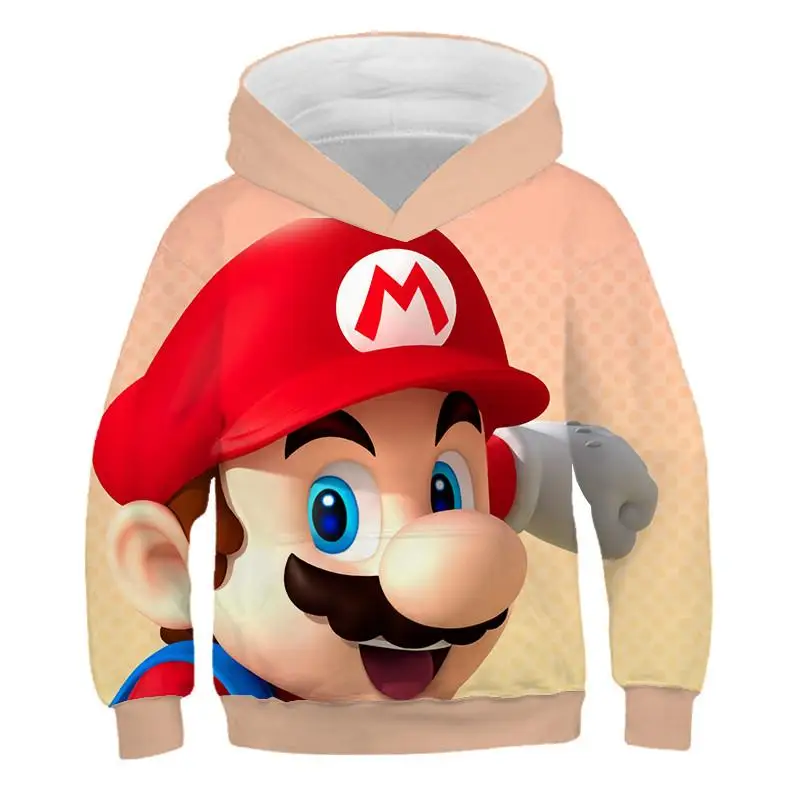 Ведущая игра Super Mario Bros. Толстовка с капюшоном с 3d принтом для мальчиков и девочек; модная Забавная детская толстовка с изображением Луиджи Марио