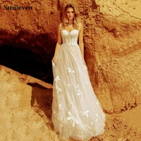 smileven beach wedding dress 2021 sexy spaghetti straps lace applique wedding gowns long princess bride dress vestido de noiva