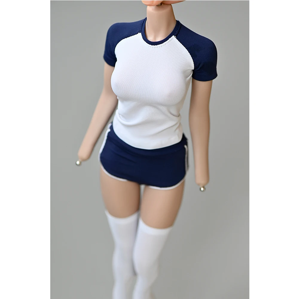 

1/6 Female soldier student sportswear raglan short sleeve shorts model for 12 inch action figure