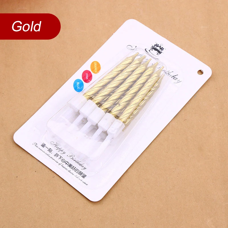 Спиральная Свеча в форме свечи из розового золота 10 шт. набор 16 мерцающих и