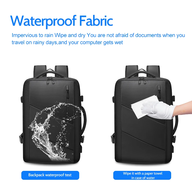 Мужской деловой рюкзак LAORENTOU черный повседневный с мягкими ручками для