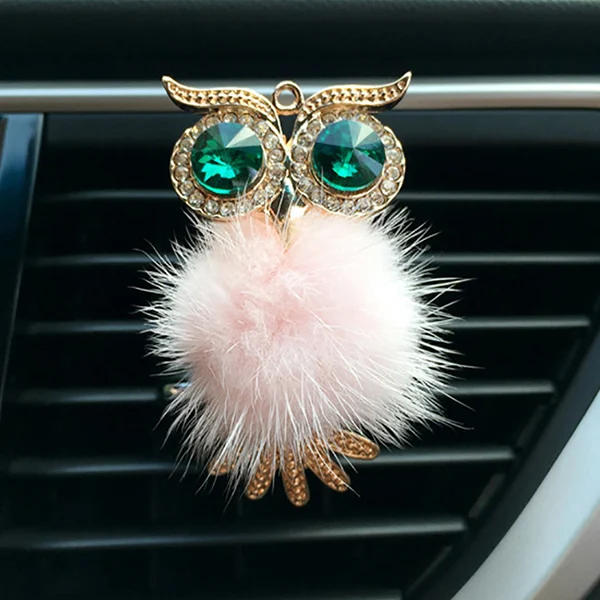 pink Алмазный мех Сова автомобильный освежитель воздуха Авто выход духи клип приятный аромат автомобильный диффузор Bling автомобильные аксессуары Интерьер Декор подарки - Название цвета: pink
