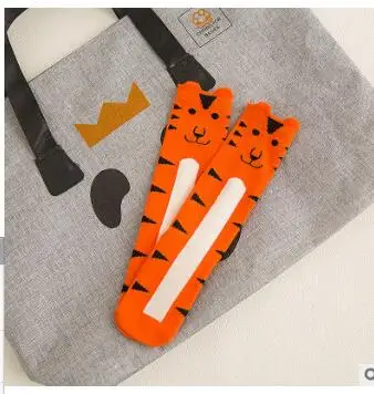 The tiger Детские гетры, гольфы для новорожденных и детей дошкольного возраста, теплые для маленьких мальчиков с рисунком «Лиса» для девочек из хлопка с принтом с героями мультфильмов, с изображением животных, котов гетры в стиле радуги, для младенцев - Цвет: The tiger