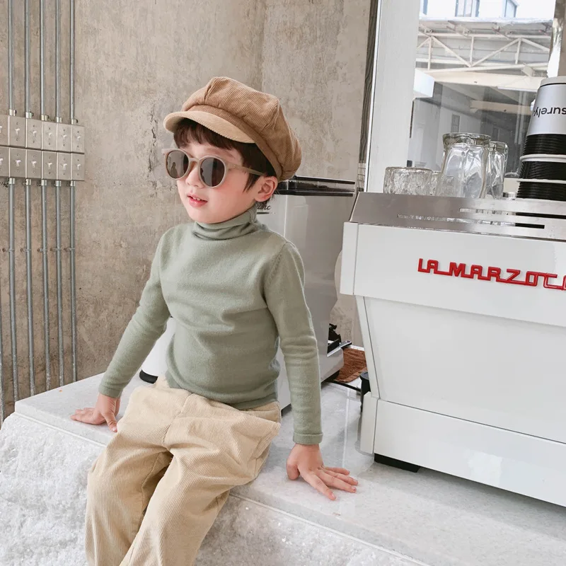 WLG/осенние свитера для мальчиков и девочек Детский Однотонный свитер с высоким