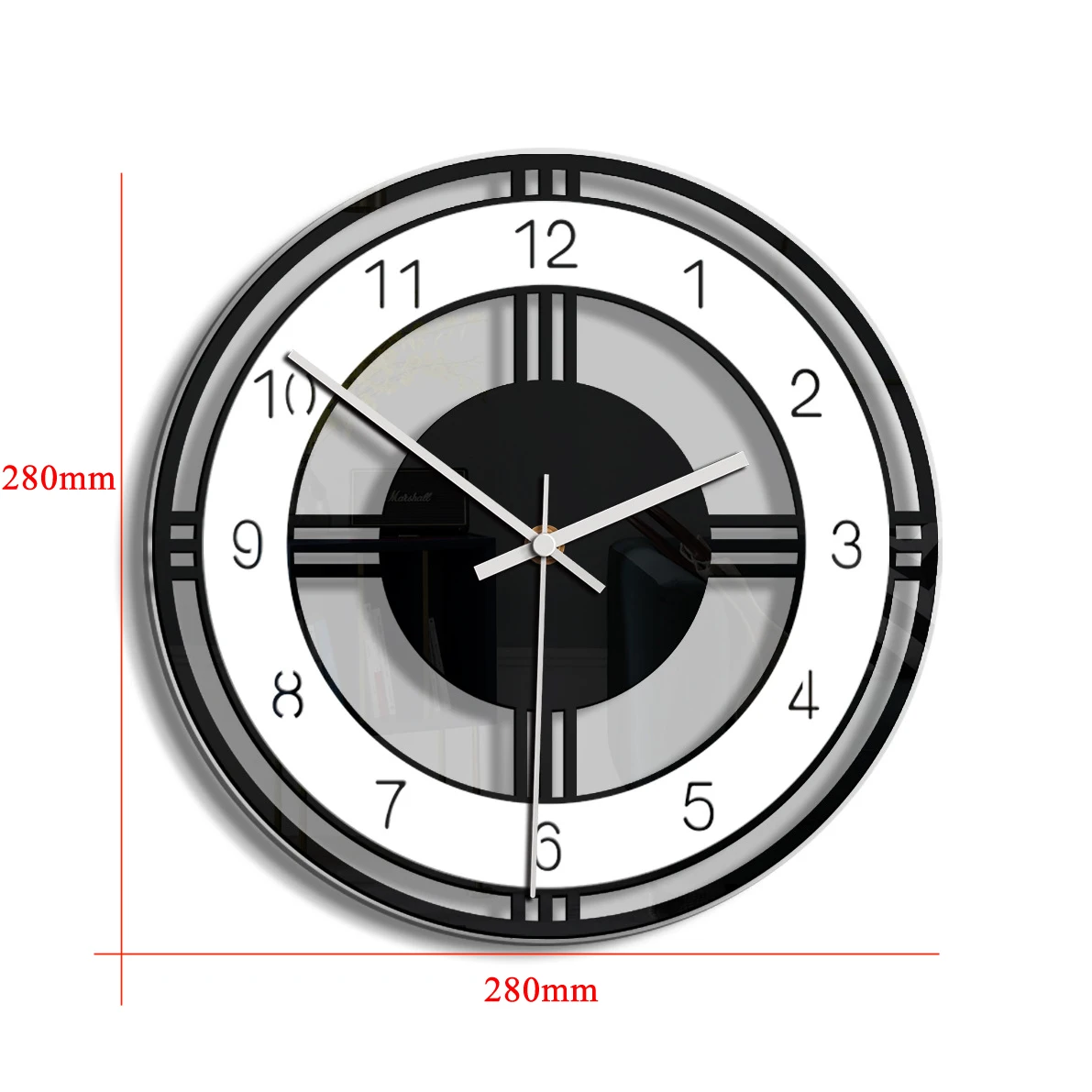 

mordern wall clock Two Colours Transparent Acrylic Creative Home Decoration Simple Nordic Design Silent Movement Power Battery