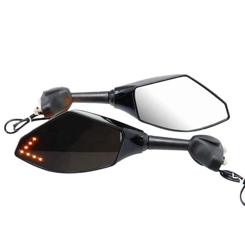 2 шт. боковое зеркало заднего вида для мотоцикла Янтарный светодиодный индикатор
