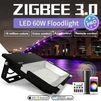 gledopto 60w smart zigbee 3 0 floodlight pro 5500lm rgbcct outdoor lamp ip65 waterproof works with alexa echo plus smartthings