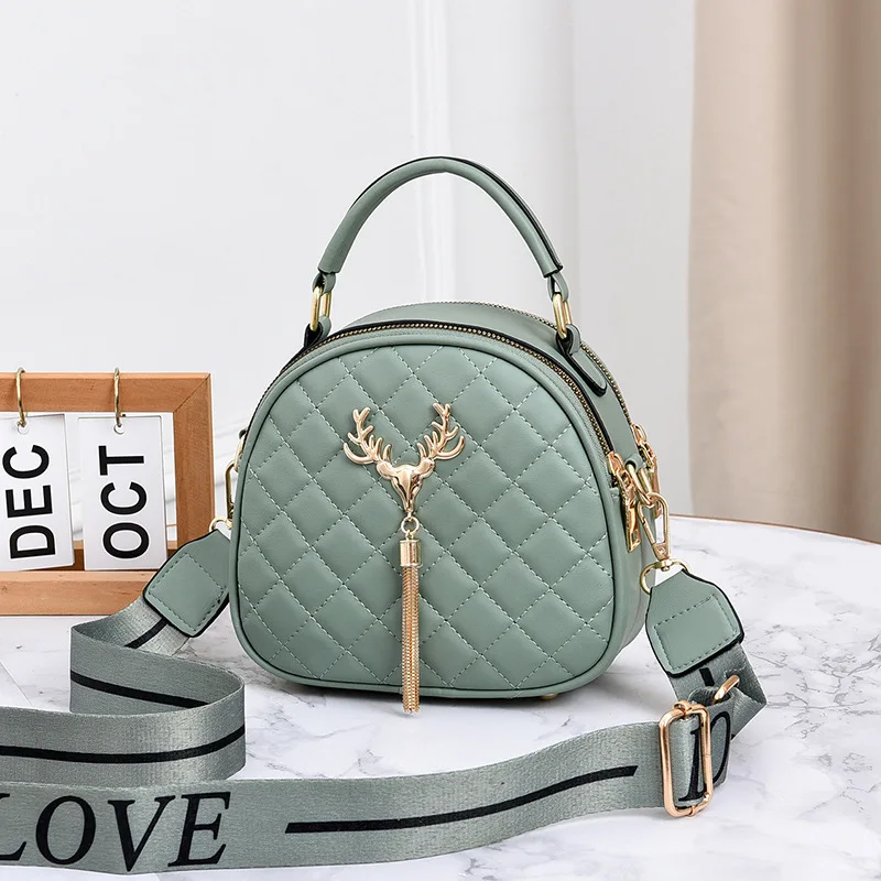 

2021 Fashion Trend Women Simple Rhombus Phone Bag Metal Antlers Shoulder Messenger Bag Solid Color Purses and Handbags Torebka