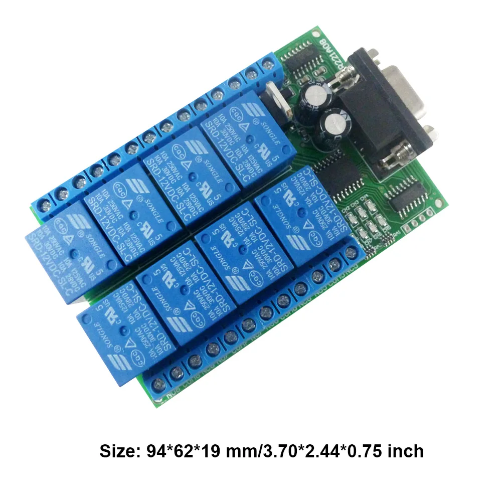 

Relay Module 8 Channel Relay Delay Switch DB9 Interface RS232 WiFi Controller Board Widely Used For All MCU Smart Home Control