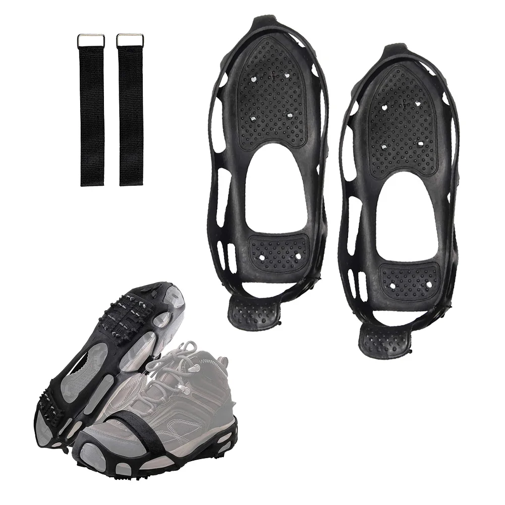 

1Pair Ice Grippers 24 Tooth Crampons Anti-Slip Snow Traction Cleats With Elastic Cord For Outdoor Snow Camping Hiking