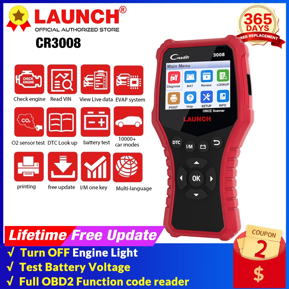 Автомобильный сканер LAUNCH X431 CR3008 OBD2 диагностический инструмент для считывания