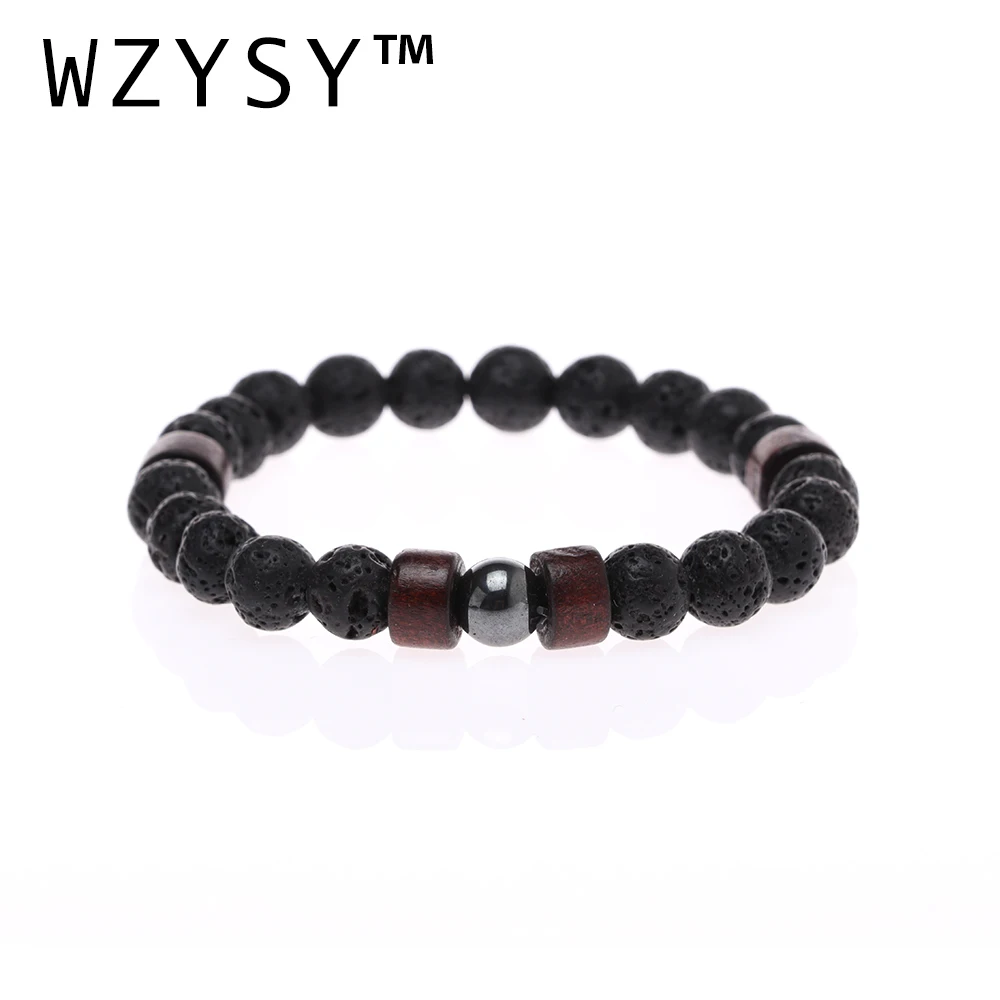 Мужские натуральный гематит черный 8 мм вулканический рок деревянные бусины