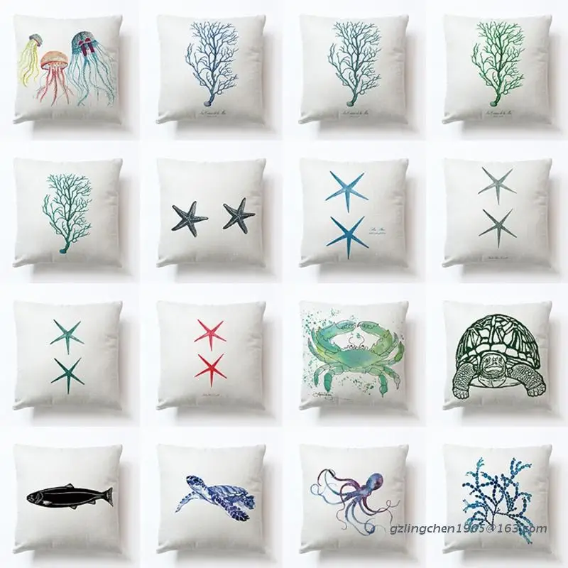 

Watercolor Ocean Sea Turtle Pillow Case Marine Animal Decorative Cushion Cover