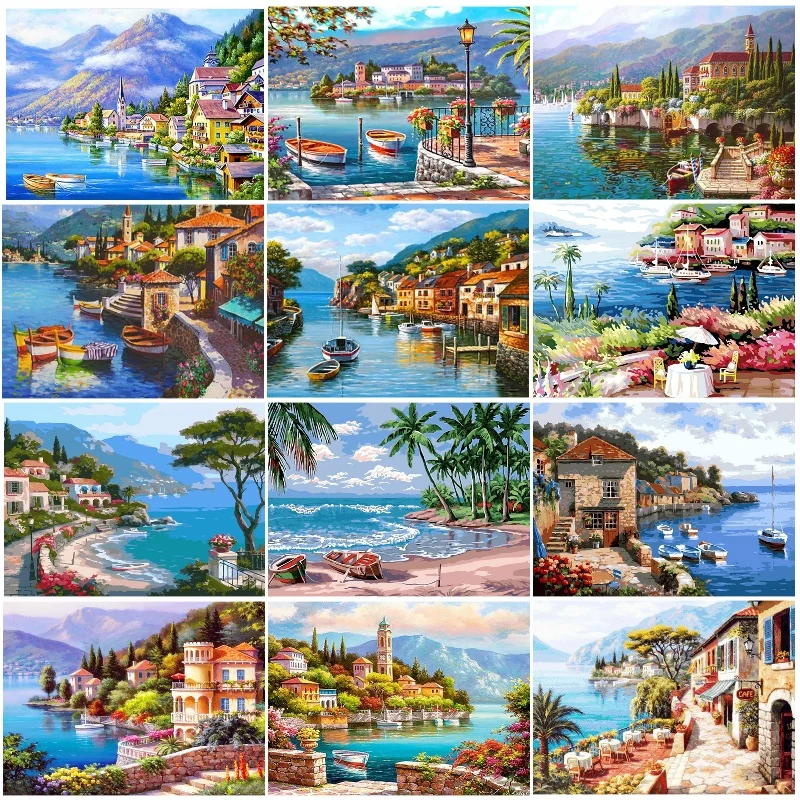 Алмазная вышивка побережье домашний пейзаж 5D алмазная живопись мозаика