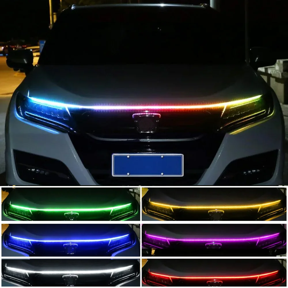 

Waterproof Car Led Light Strip for Hood Flexible Decoration Strip Light Universal 180cm Car Atmosphere Lamp for Most Vehicles