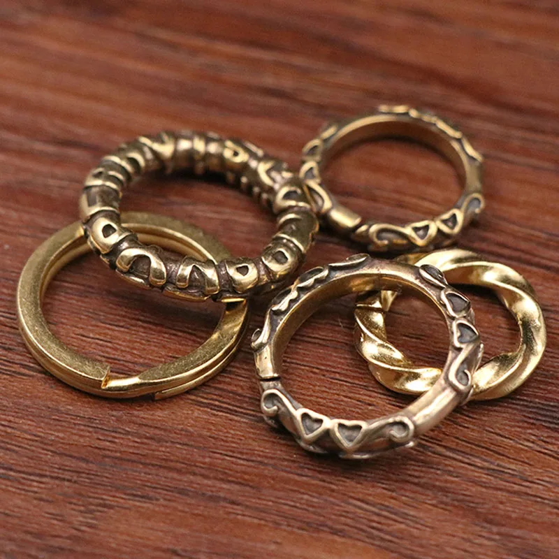 Винтажный Латунное письмо с узором в виде сердца плоские круглые кольца сделай
