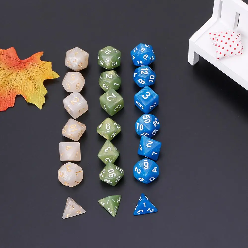 7 шт. мерцание многогранные кубики для Дракон Pathfinder D20 D12 2xD10 D8 D6 D4|Кубики| |