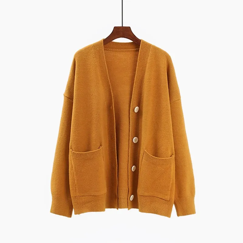 

2020 Cardigan Women Long Sleeve Oversized Khaki Jumpers Button Up Autumn New Korean Style Cardigans