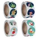 100 шт.лот круглые наклейки с Санта-Клаусом, снеговиком для рождественской подарочной коробки, этикетки, наклейки для упаковки тортов, украшения для скрапбукинга, бирки 2021