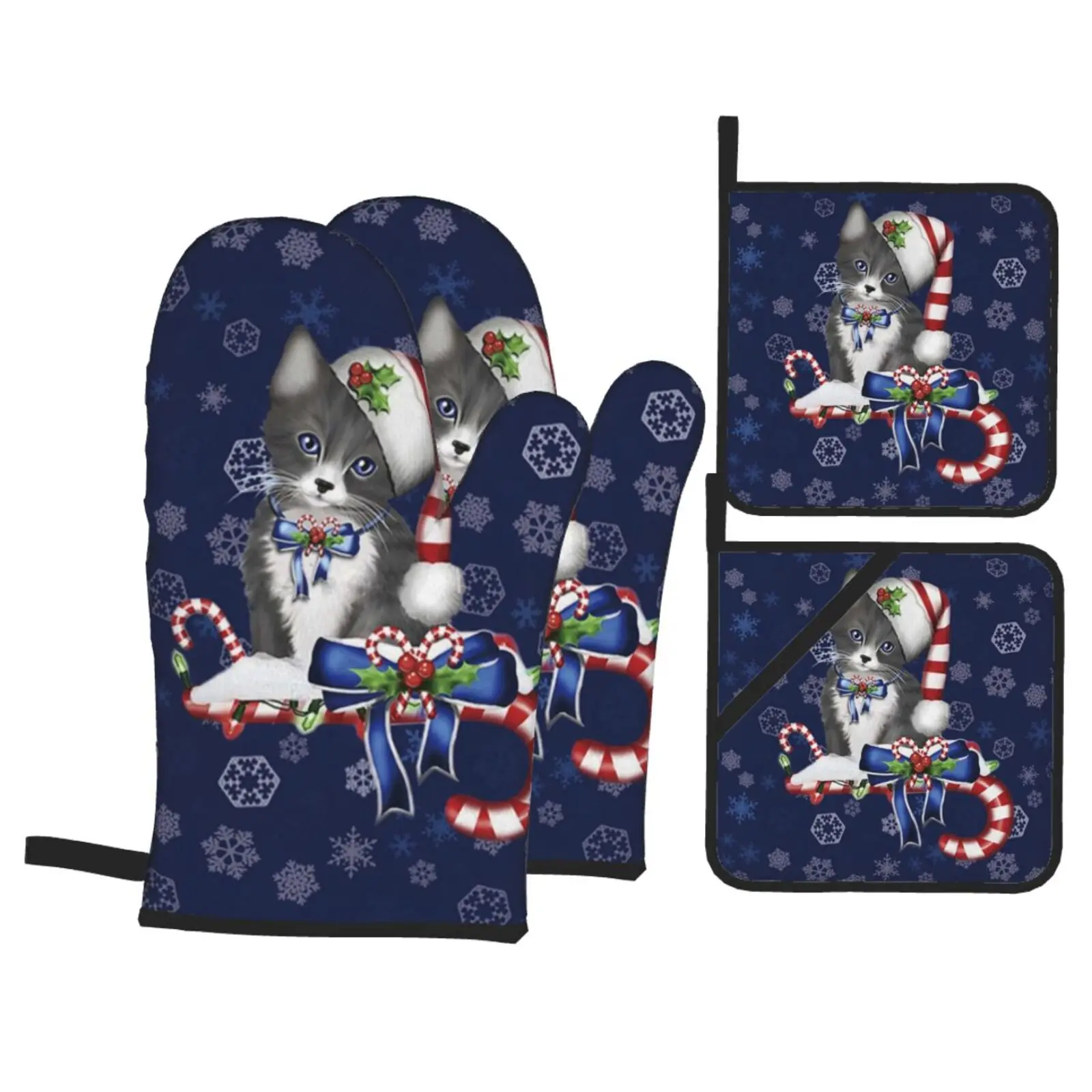 

Kitchen Heat Oven Glove Original Pot Holders and Oven Mittens 4-piece Set Potholders For Baking Heat Resistant Gloves Hand Mitts