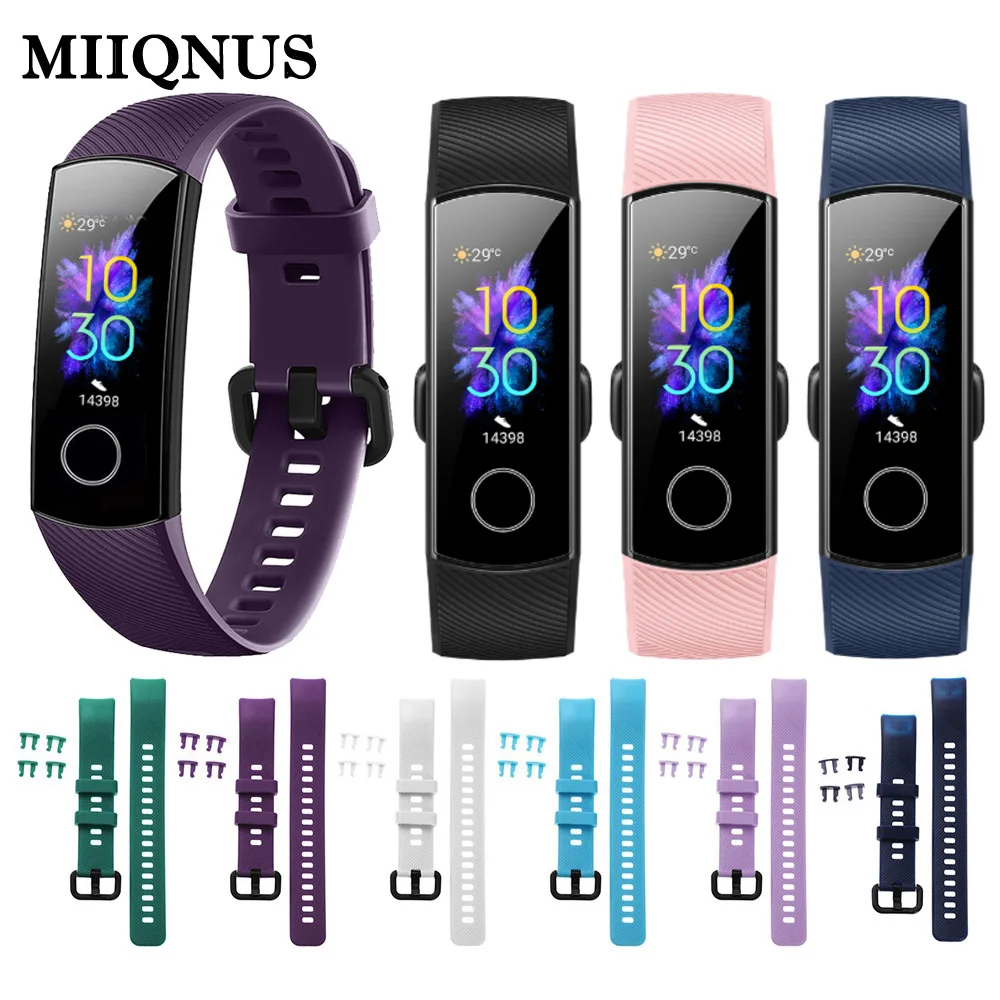 

MIIQNUS 2020 New Coming Silicone Watch Band Replacement Bracelet Strap ForHuawei Honor Band 5 Wristbands Sports Colorful Band