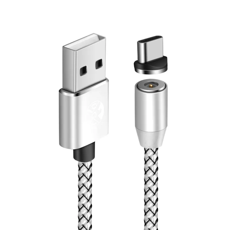 Silver Type-C Cable UGI 2.4A Тип C/iOS/Micro USB Android круглый сильный Магнитный зарядный кабель Лот - Цвет: Silver Type-C Cable