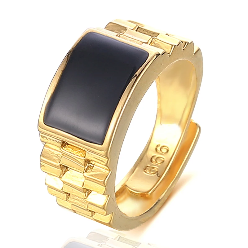 Мужское кольцо золотистого цвета с черным маслом изменяемое ювелирное изделие