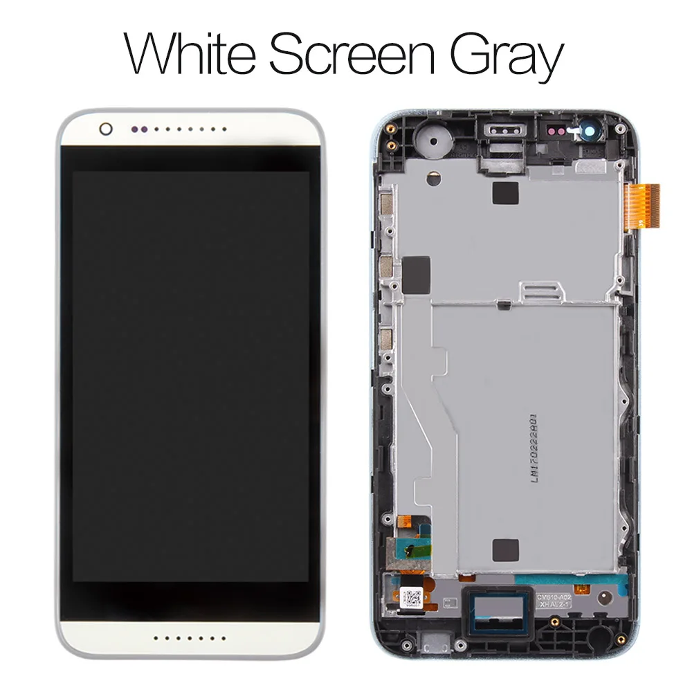 Сенсорный ЖК-экран для htc Desire 620G с рамкой для htc Desire 620G, дигитайзер, запасные части 620 620U 620T - Цвет: White Screen Gray