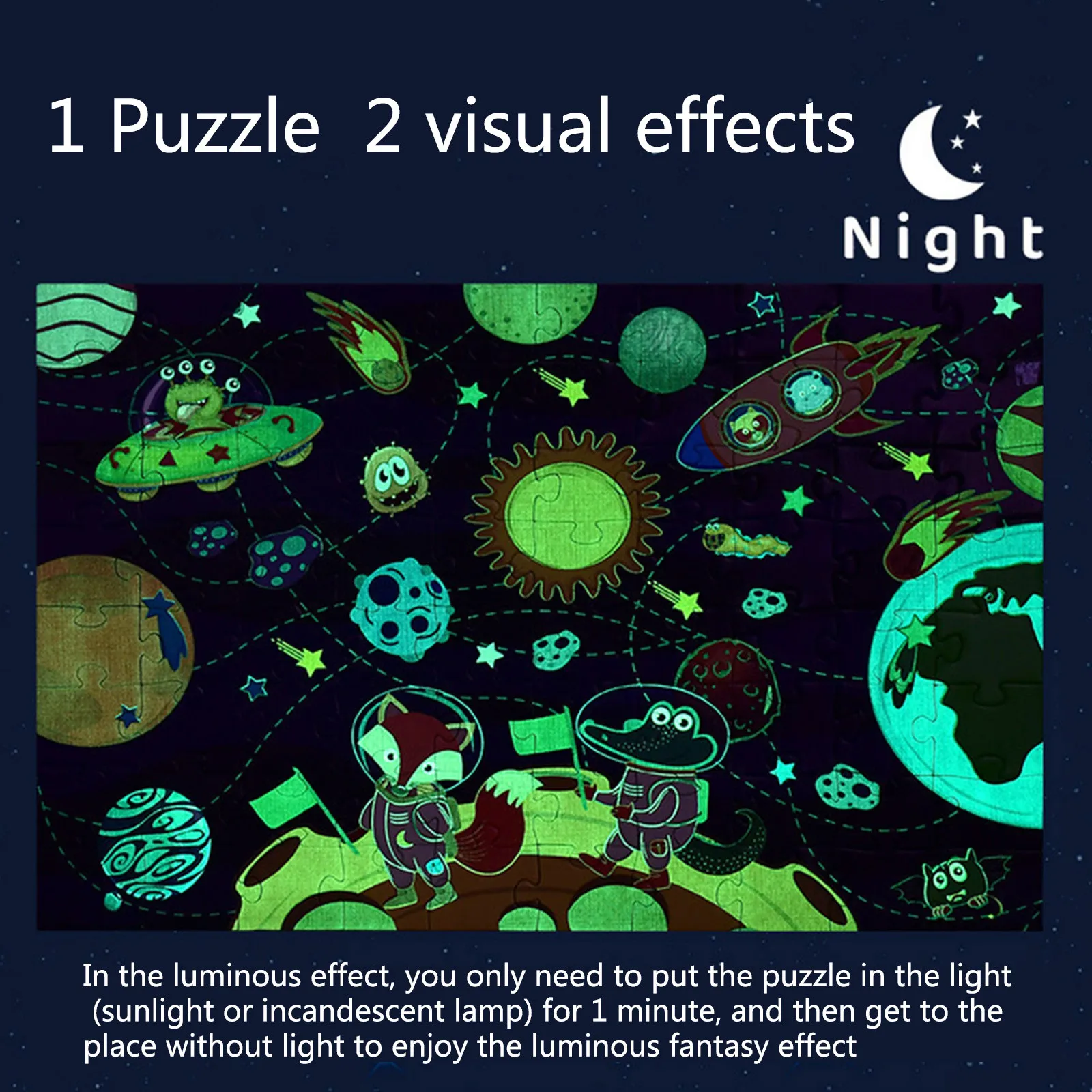 

Kid 80 Pieces Jigsaw Luminous Animal Paper Puzzle Adult Children Toy Family Gifts Children's Toy