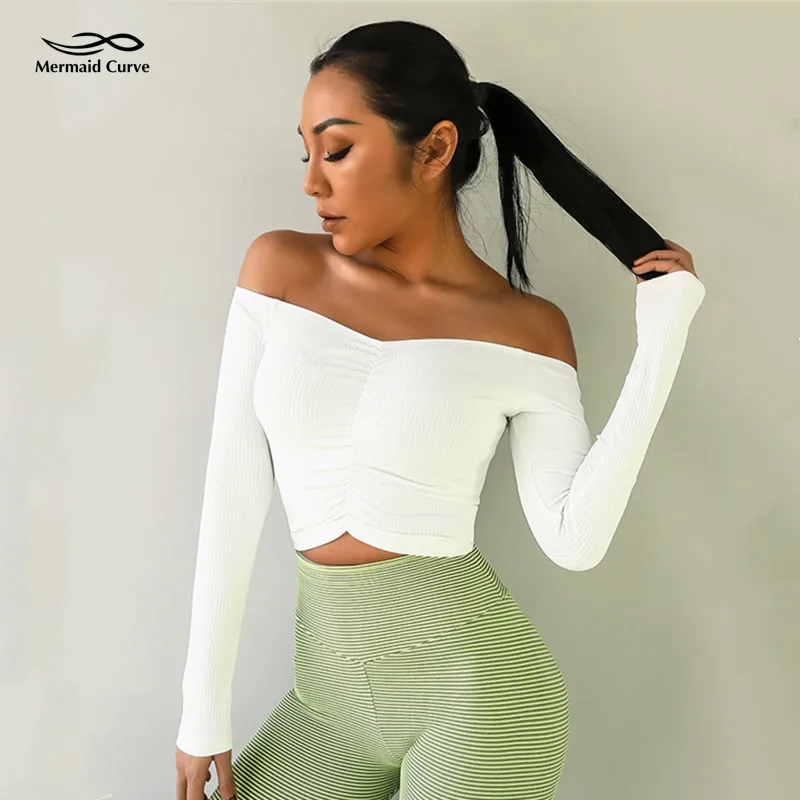 Фитнес Футболка женская тонкая с длинным рукавом Йога без бретелек Colar обучение