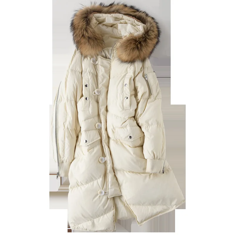 Jacket Down Women's Winter Coat Women Oversize Long Coat Large Fur Collar Korean Duck Down Coat Doudoune Femme KJ1027