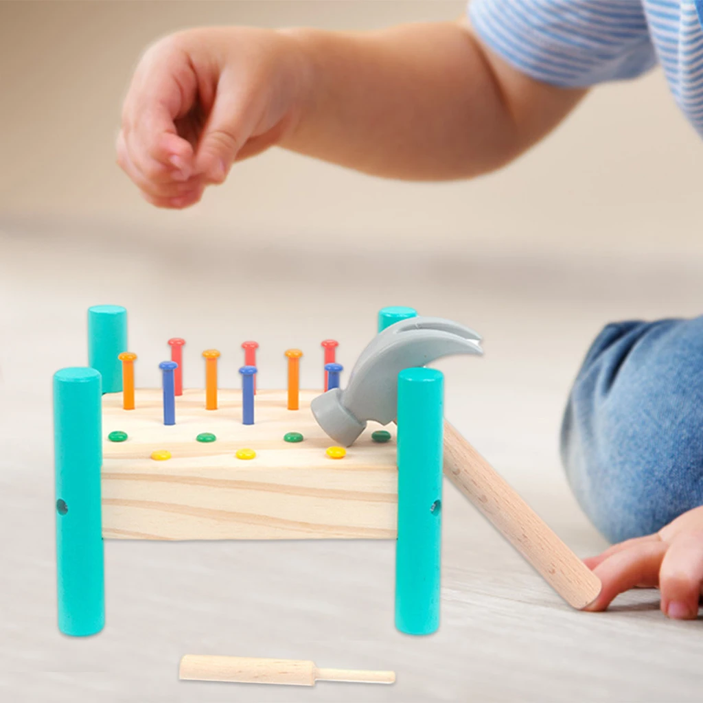 

Wooden Pound-A-Peg Brain Teaser Toddlers Preschool Colour Cognitive Gift