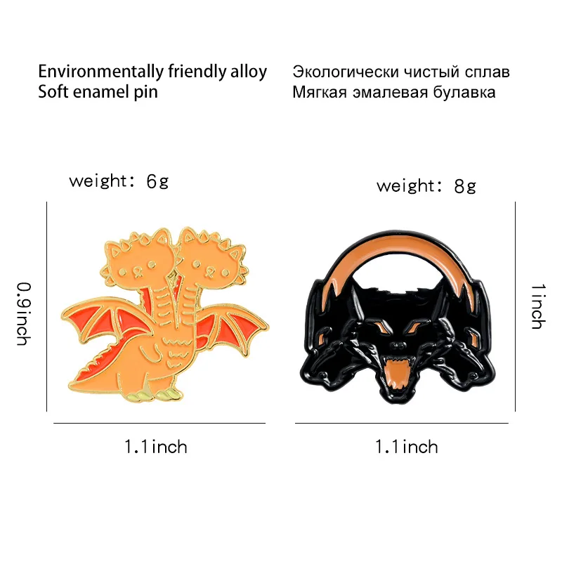 Эмалевые Броши с изображением греческой истории двуглавый дракон трехглавый