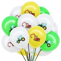 new 12 inch engineering vehicle latex balloon set excavator birthday party decoration paper sequin balloon 085