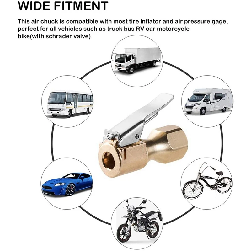 

Heavy-Duty Brass Air Chuck, Closed Straight Tire Chuck Tire Inflator Pressure Meter Air Pump Compressor Accessories