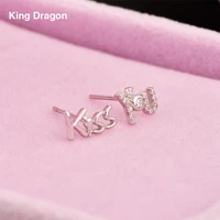 new arrival 925 sterling silver earrings with cubic zircon kiss you stud earrings gift box packing for girl e2426