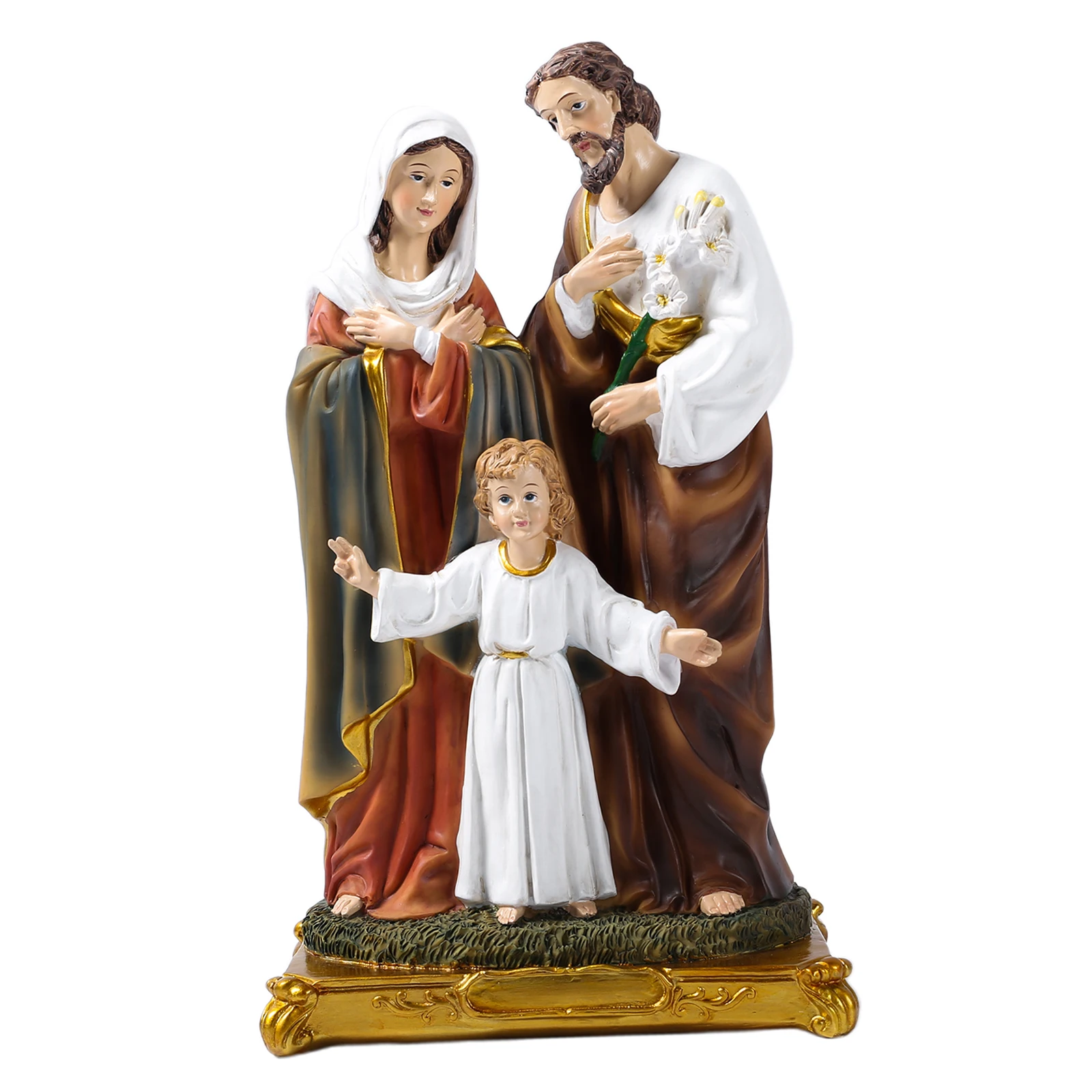 

Holy Family Child Jesus the Virgin Mary Saint Joseph Sculpture Religious Catholicism Statue Home Church Decor