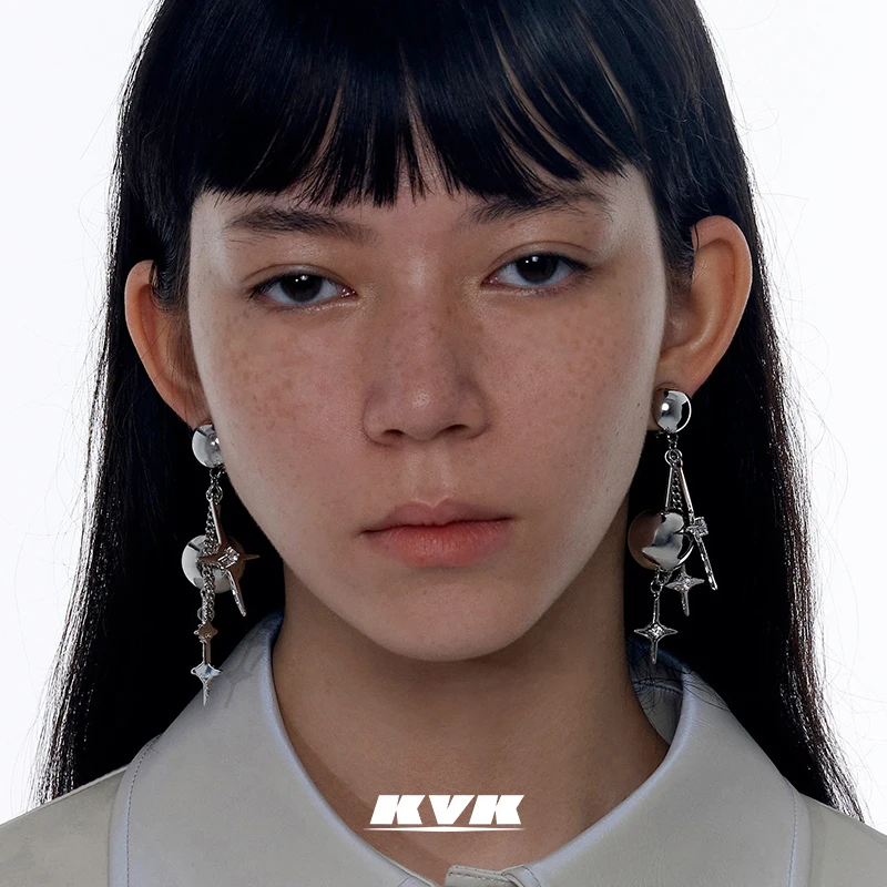 

KVK clip earrings 2021 new fashion temperament net red ear clip no ear hole women's long tassel retro jewelry