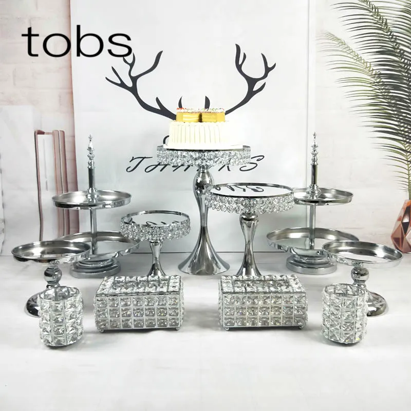 

BIRTHDAY 3TIER 3 TIER WEDDING CUPCAKE DESSERT DISPLAY PLATE POP CRYSTAL DECORATION SET CAKE STAND METAL