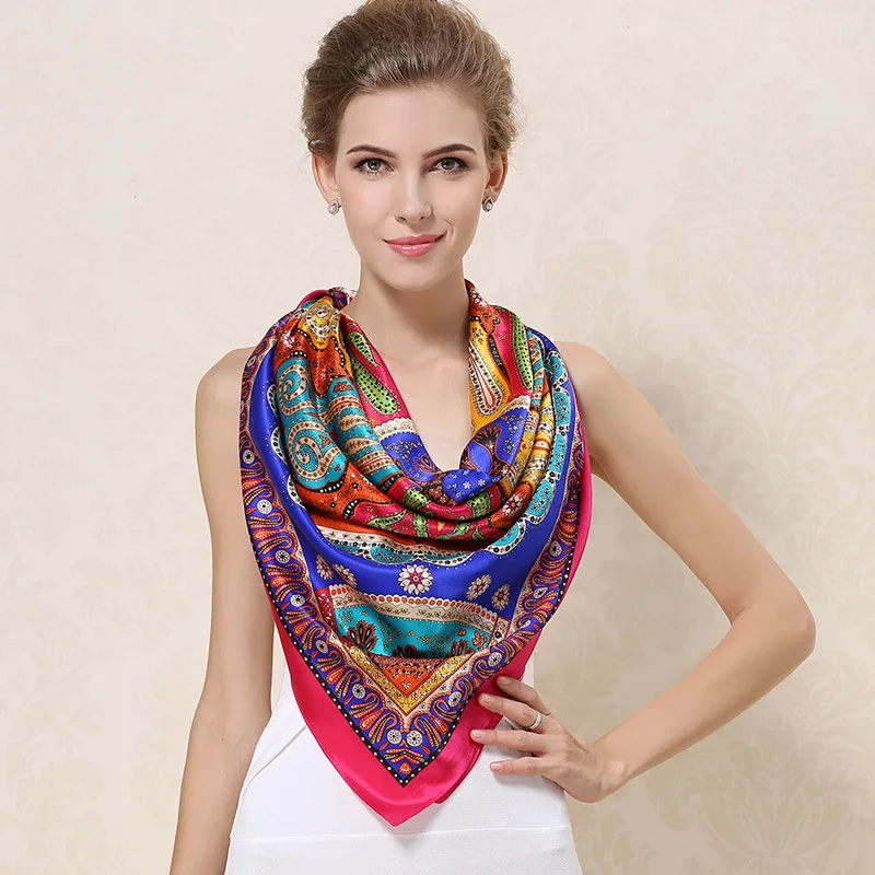 Новый шарф женские шелковые шарфы 100% женский роскошный дизайнерский платок см