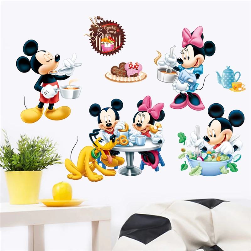 Disney Mickey Minnie Mouse Pluto Cooking Wall Stickers Home Decor Living Room Cartoon Decals Pvc Mural Art Diy Posters | Дом и сад