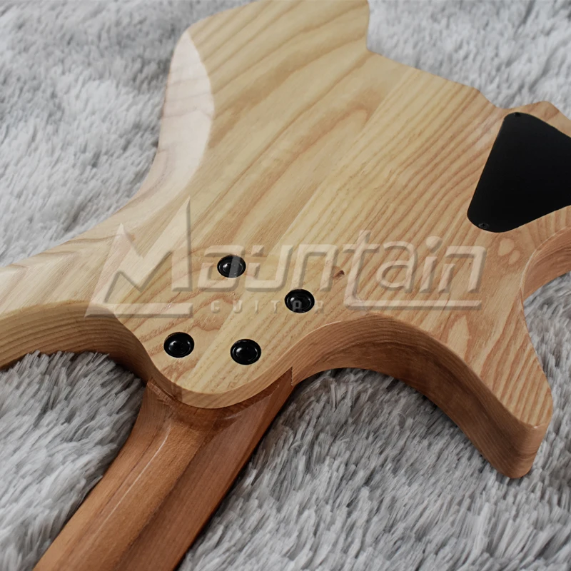 Горная безголовая гитара fanned fret 25,5-25 'пепельный корпус Пламя клен Топ жареный кленовый гриф fret