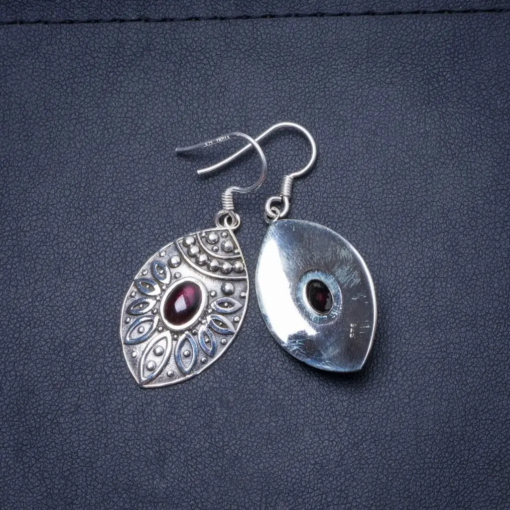 

Natural Amethyst Handmade Unique 925 Sterling Silver Earrings 1.75" Y0745