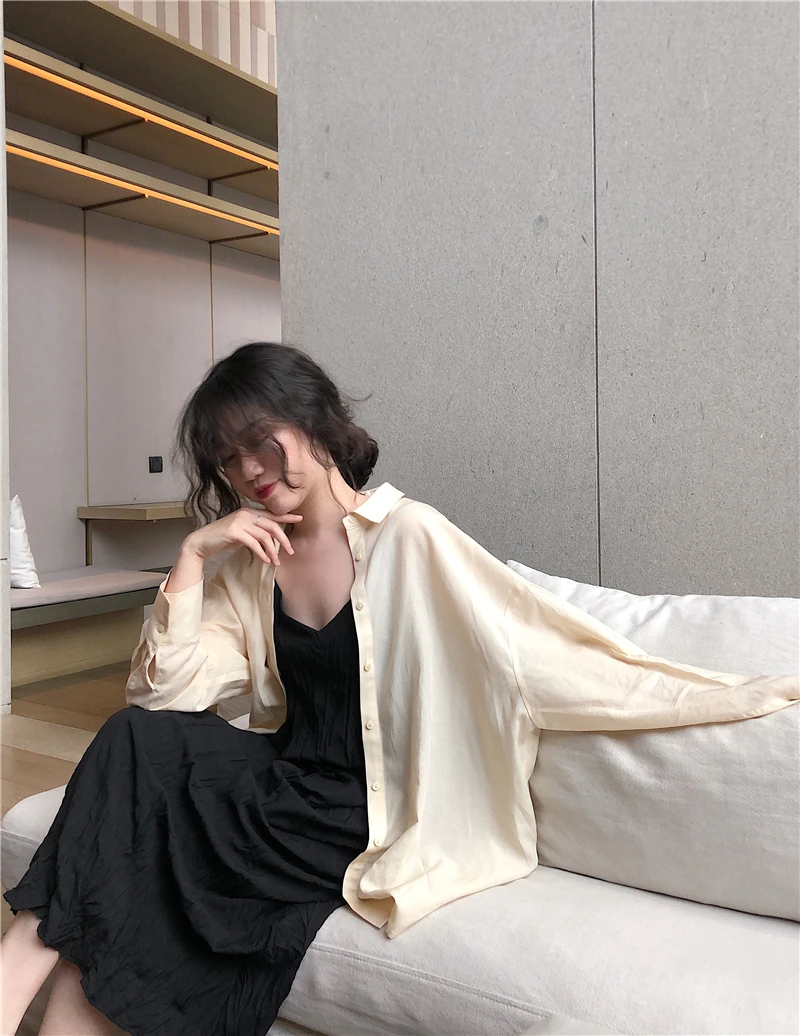 

Retro Temperament Pure Color Irregular Pleated Dress Women's Summer 2021 Korean Style Loose-Fitting Long Bottoming Suspender