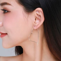 genuine 925 sterling silver big heart hoop earrings simple hypoallergenic jewelry for women