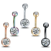 1pc gold color belly button piercing ombligo ring stainless steel round ball drill bit optional navel pircing body jewelry women