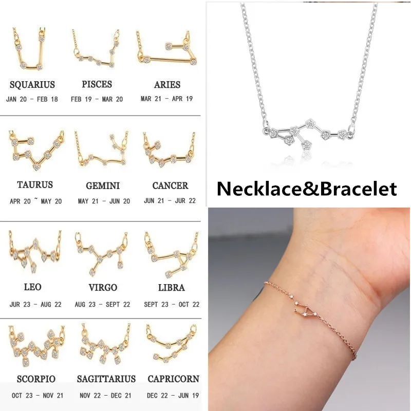 Женское ожерелье с созвездиями BUTEELUVV цепочка золотистого цвета цирконом и